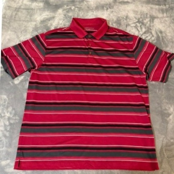Nike Other - Nike Polo Dri-FIT Red‎ Grey Black Striped Short Sleeve Polo Shirt Mens XL EUC